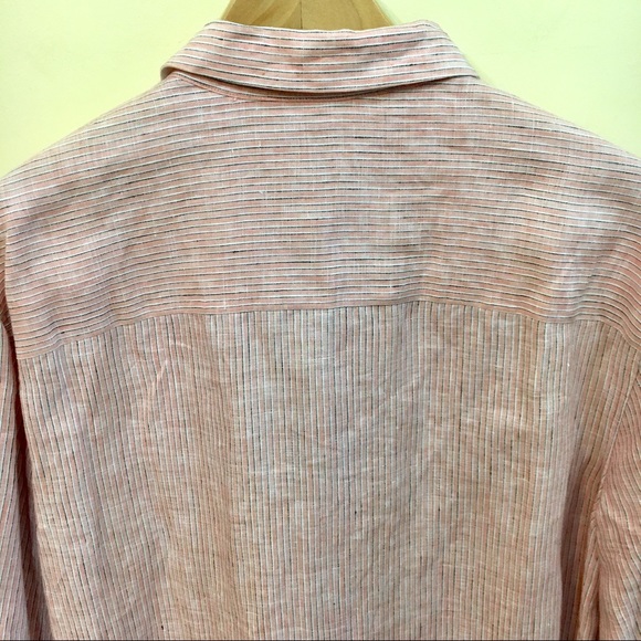 Elie Tahari striped linen button down - Picture 4 of 8